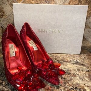 Jimmy Choo Red Crystal Embellished Women's Shoes